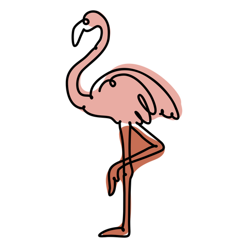 Farbe der durchgehenden Flamingo-Linie PNG-Design