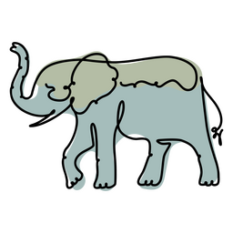 Elephant continuous line color PNG Design Transparent PNG