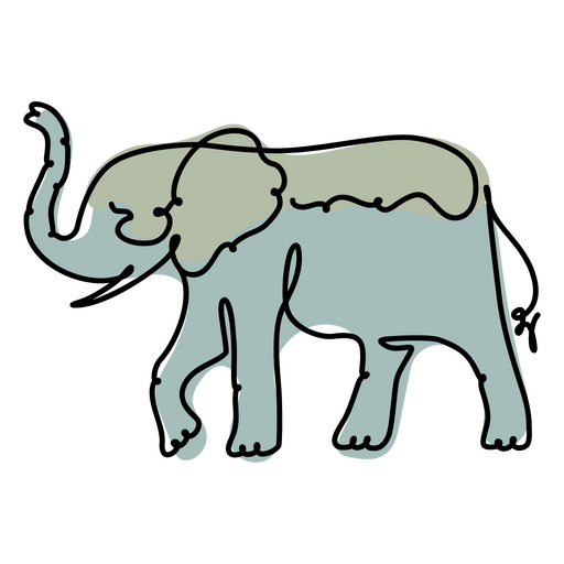 Color de línea continua de elefante Diseño PNG