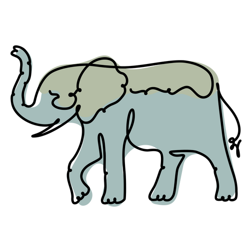 Farbe der durchgehenden Elefantlinie PNG-Design