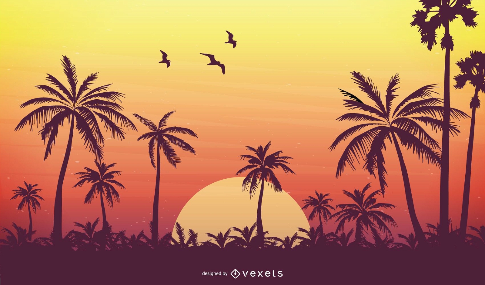 Desenho vetorial Tropical Sunset