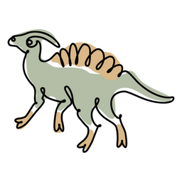 Dinosaur continuous line color PNG Design