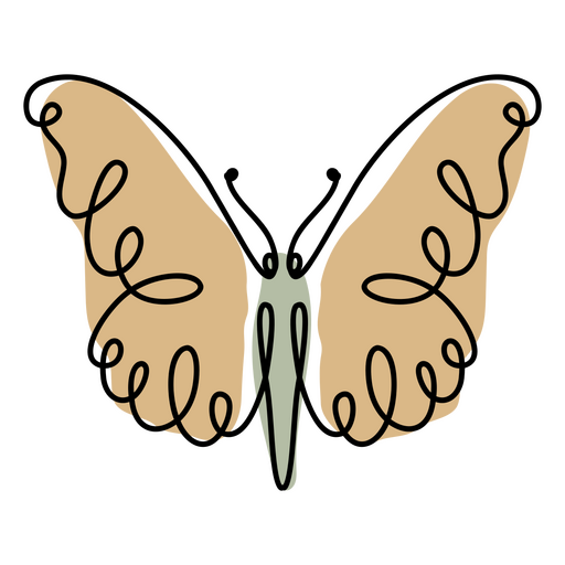Butterfly continuous line color PNG Design