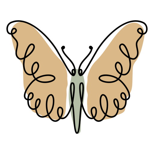 Color de línea continua de mariposa Diseño PNG