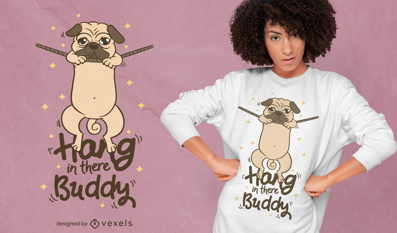 Aguanta el diseño de la camiseta del perro pug