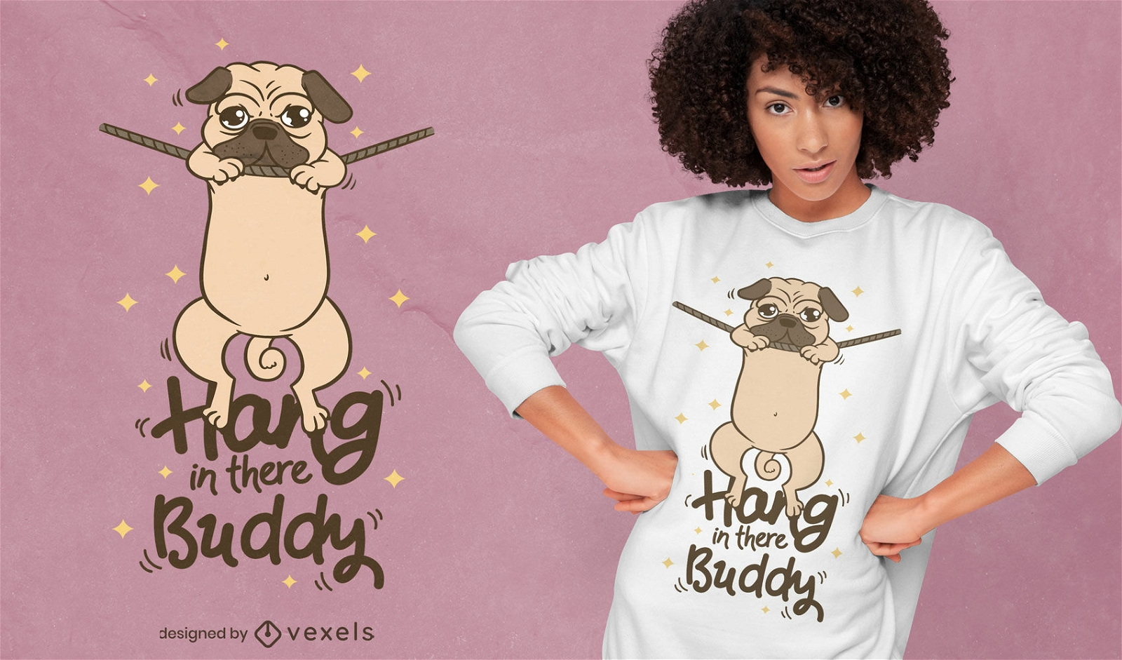 Hang in there pug dog t-shirt design