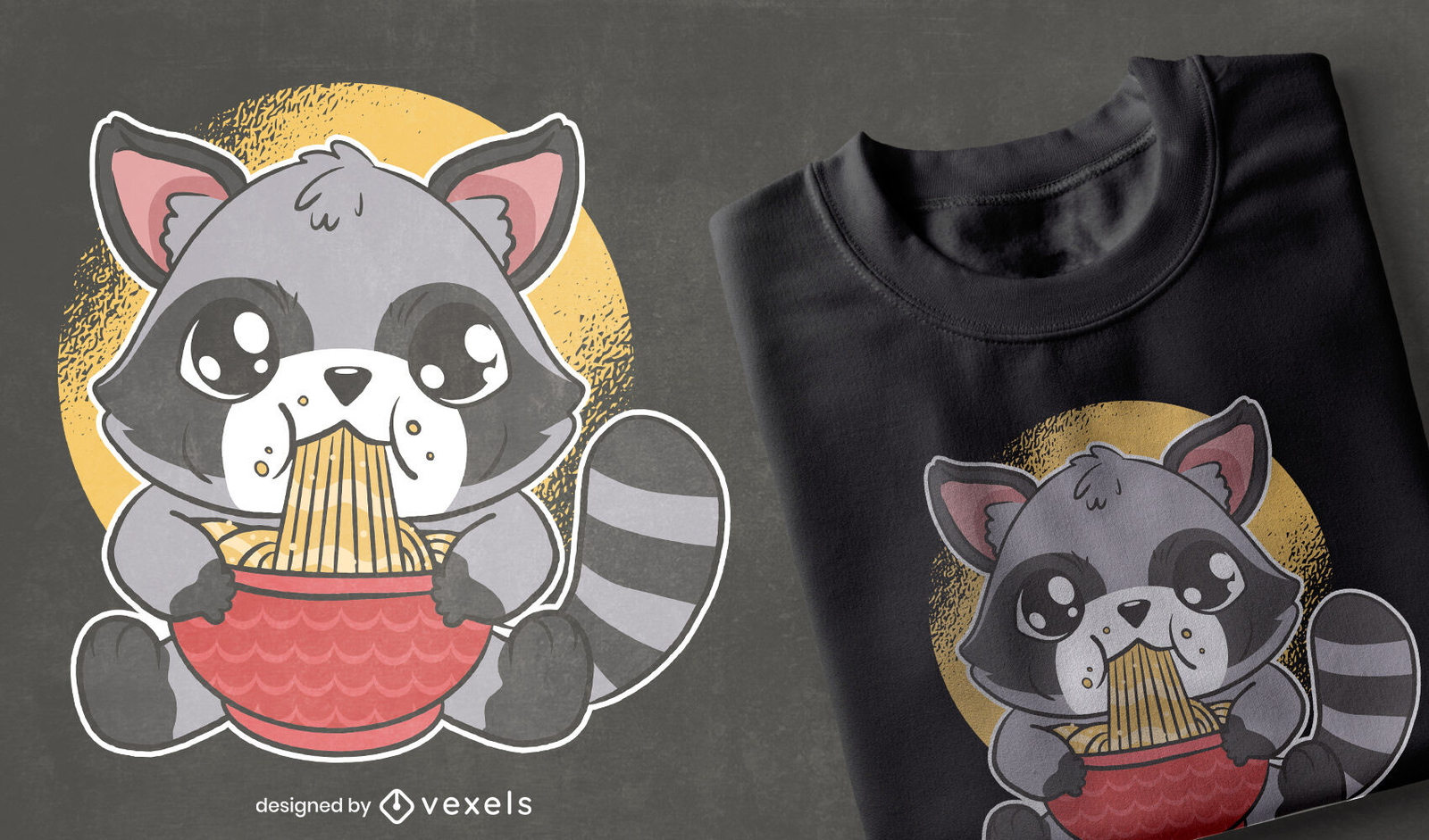 Waschbär-Ramen-T-Shirt-Design