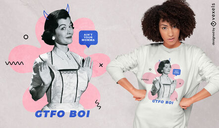 60s woman with devil horns t-shirt psd