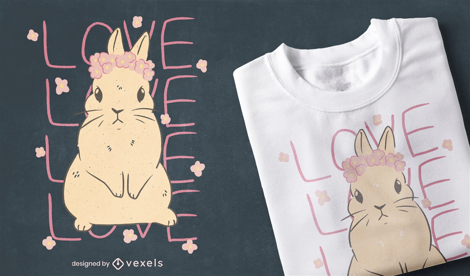 Diseño lindo de la camiseta del amor del conejito
