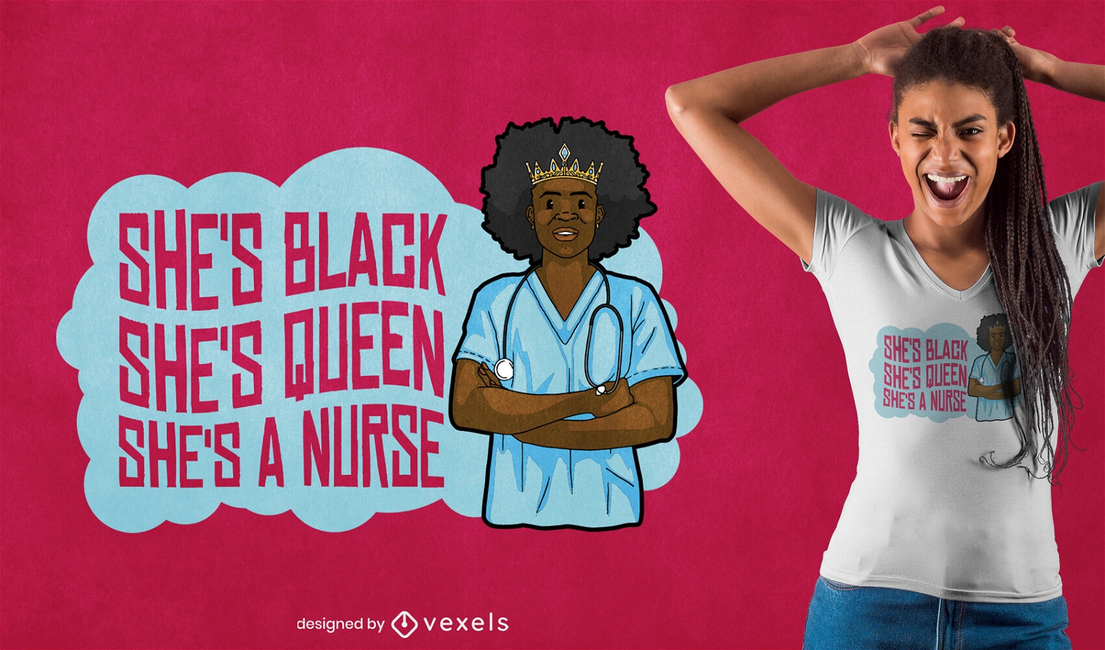 Design de camiseta da rainha enfermeira