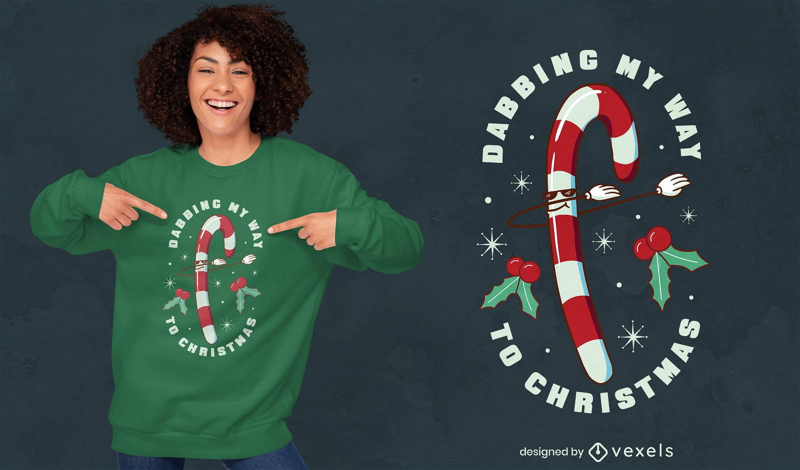 Weihnachts-Zuckerstangen-T-Shirt-Design