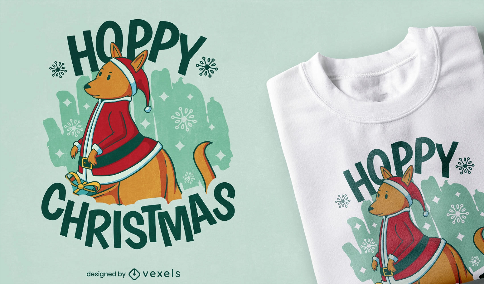 Christmas kangaroo holiday t-shirt design