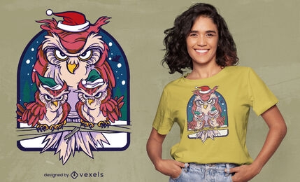 Design de t-shirt de corujas de Natal