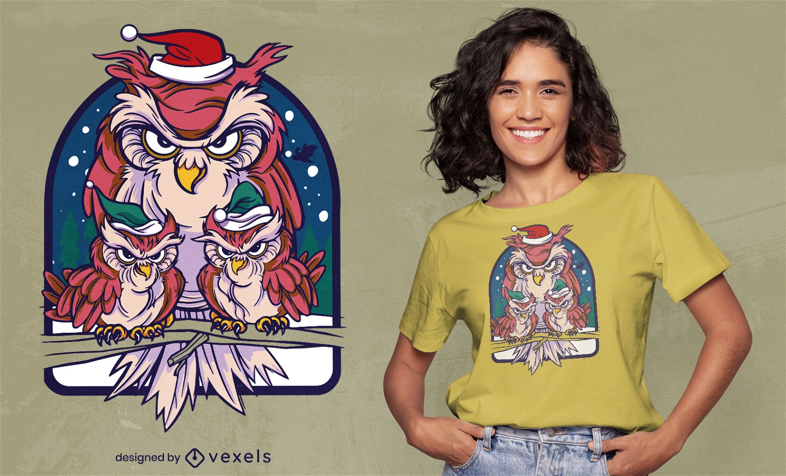 Christmas owls t-shirt design