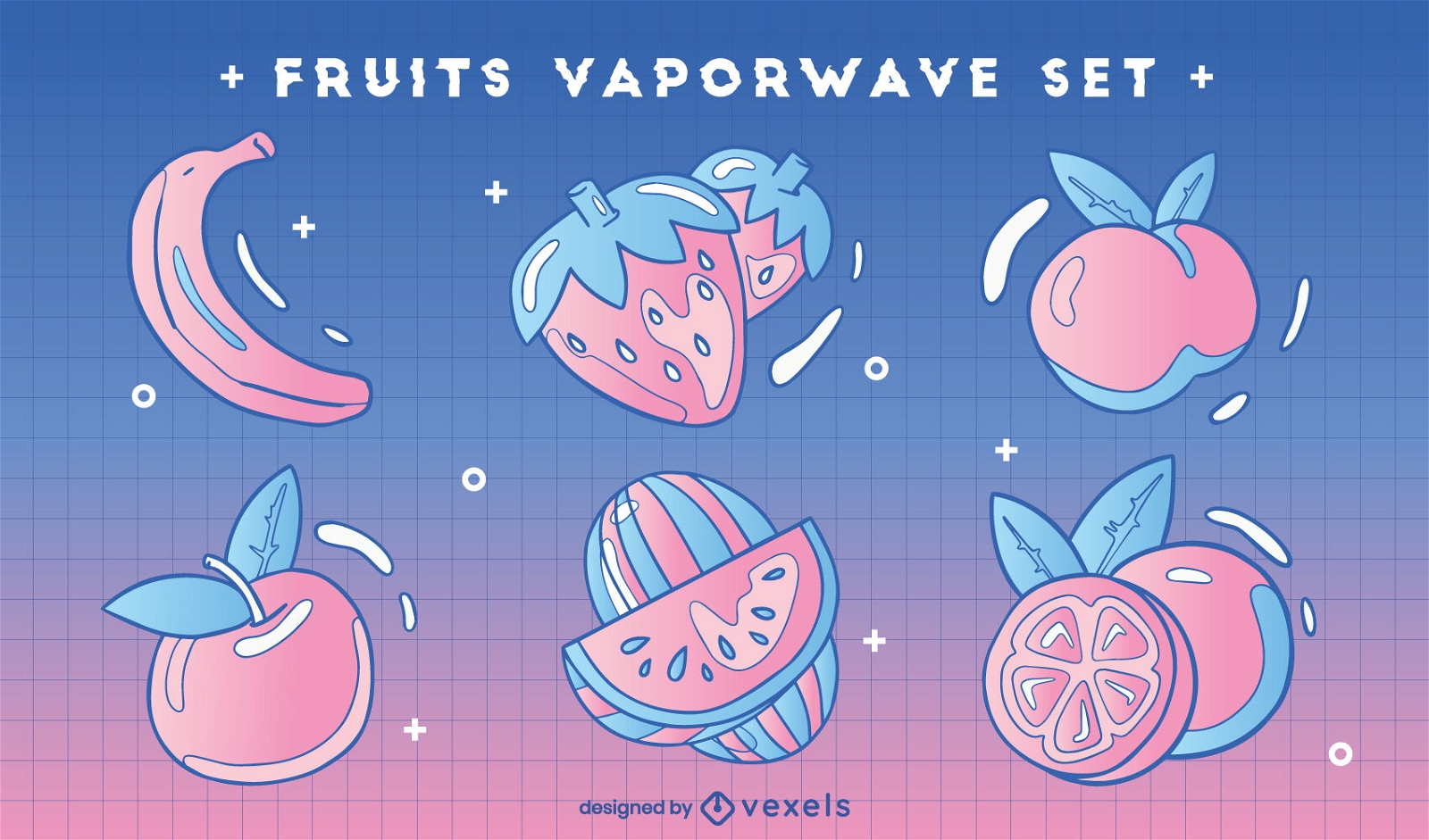 Vaporwave-Set mit Fruchtverlauf