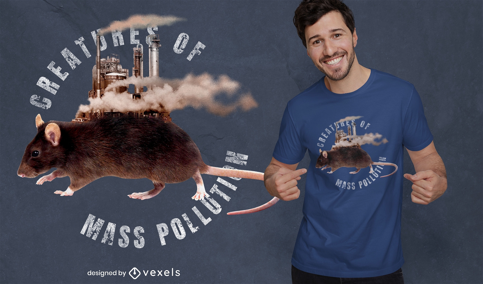Mouse animal in factory t-shirt psd