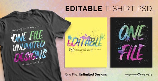 Watercolor texts scalable t-shirt psd