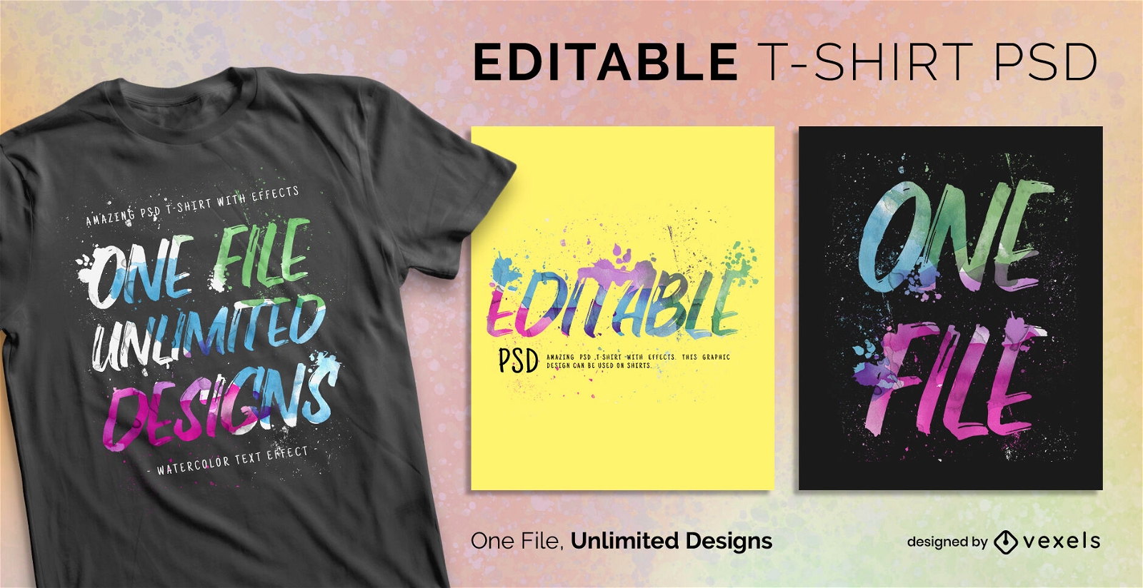 Watercolor texts scalable t-shirt psd