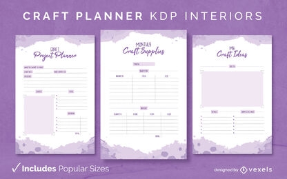 Craft planner diary design template KDP