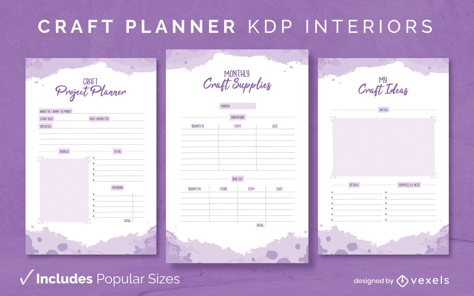 Modelo de design de diário do planejador de artesanato KDP