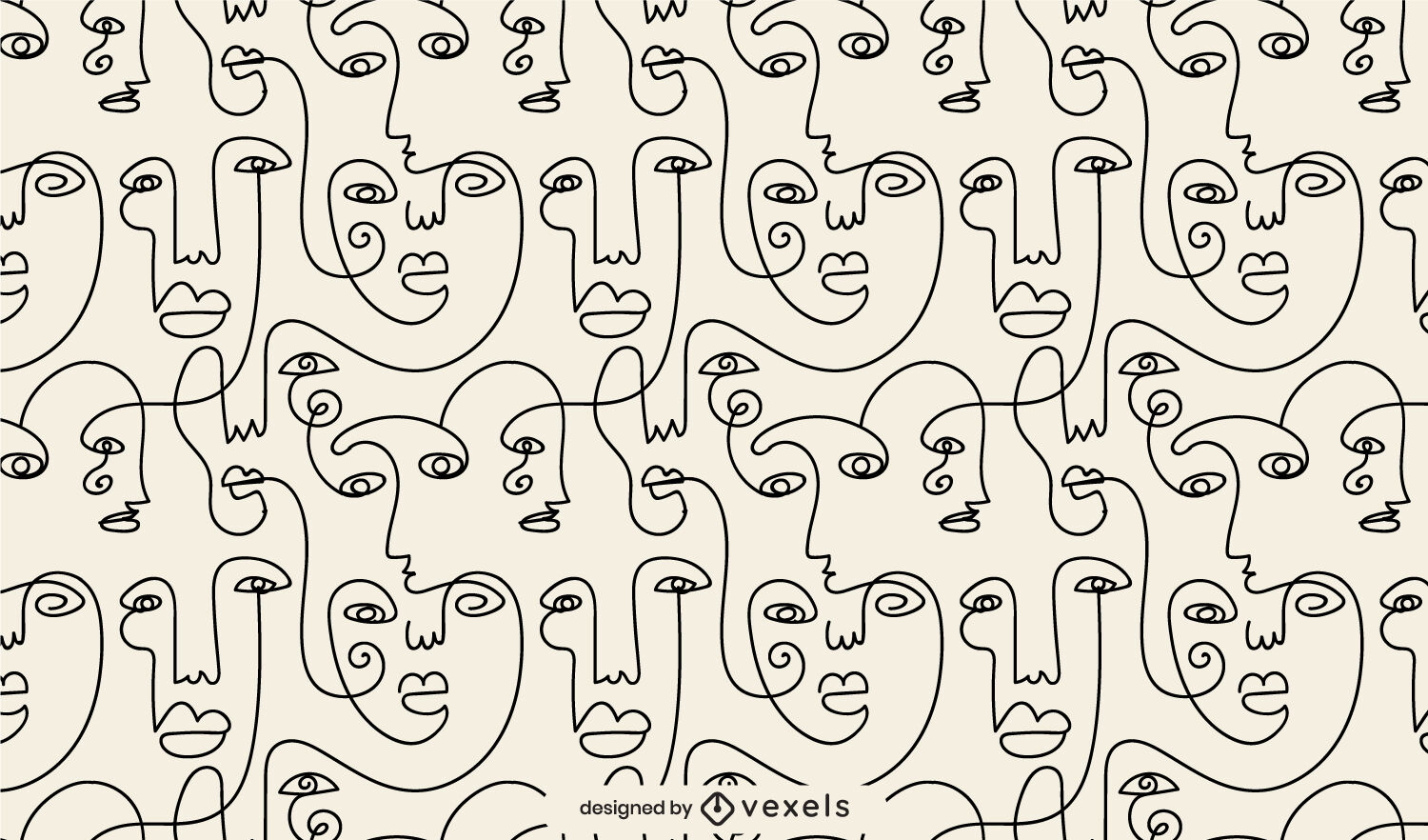 Abstract human faces pattern design