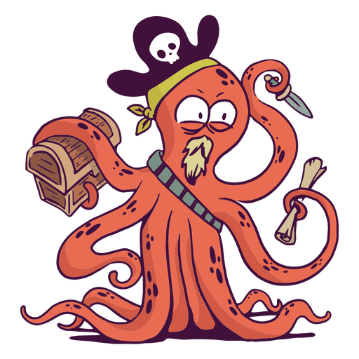 Carácter animal pirata pulpo Diseño PNG