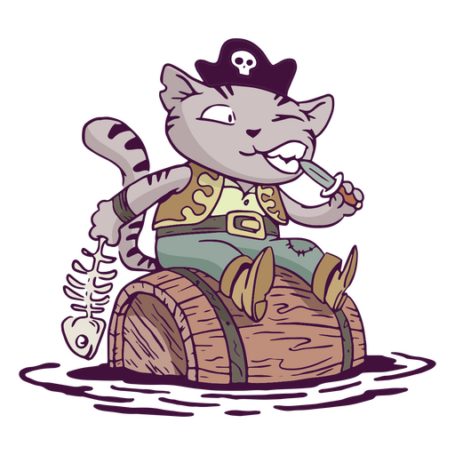 Carácter animal gato pirata Diseño PNG