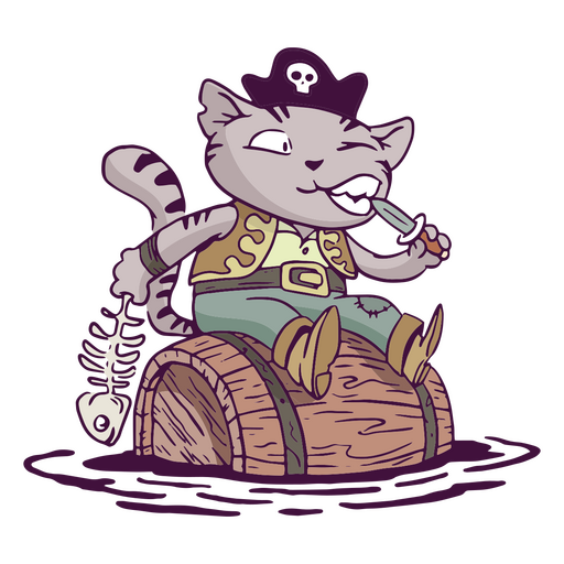 Cat pirate animal character PNG Design