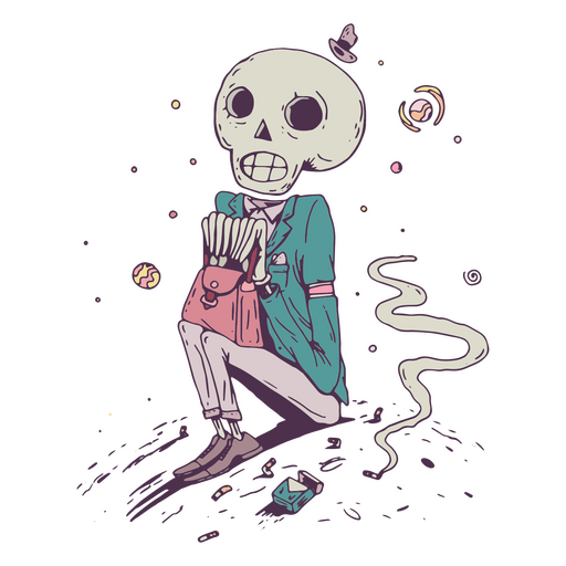 Esqueleto vestindo um terno Desenho PNG