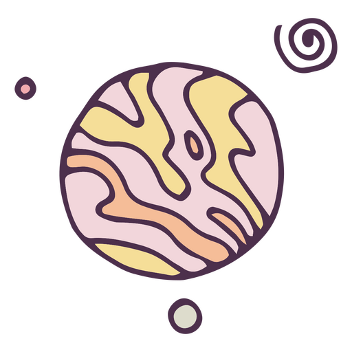 Pink and yellow planet PNG Design