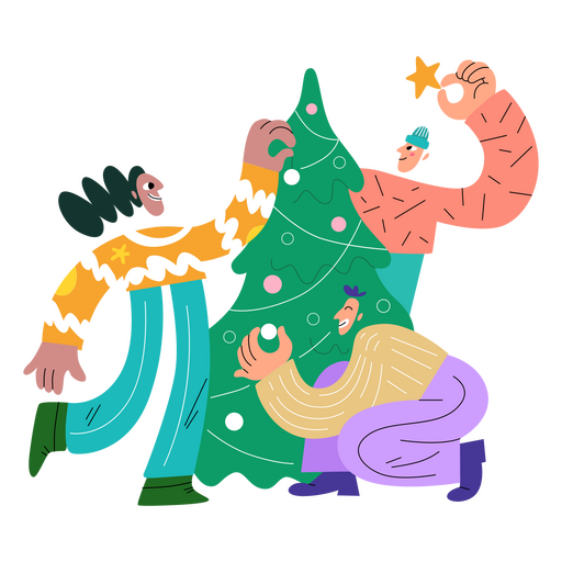 Christmas tree decoration people PNG Design