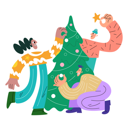 Gente de la decoración del árbol de navidad Diseño PNG