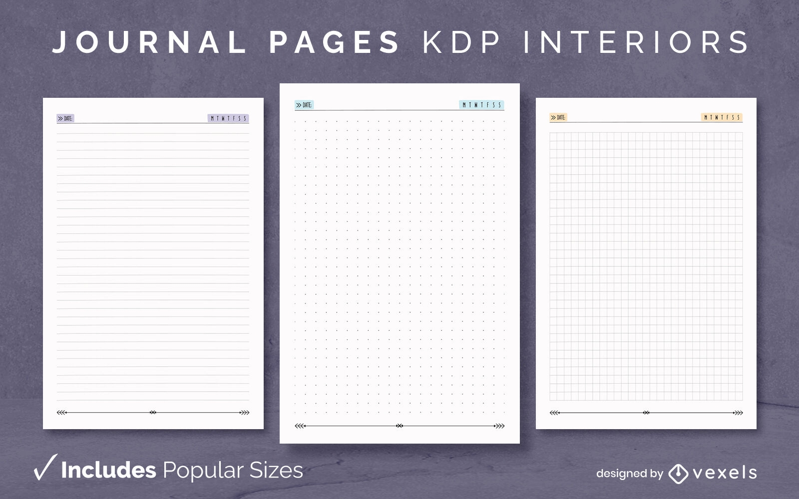 Plantilla de diseño de páginas en blanco de diario KDP