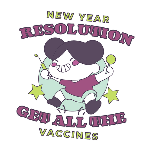 Distintivo de ano novo de vacinas