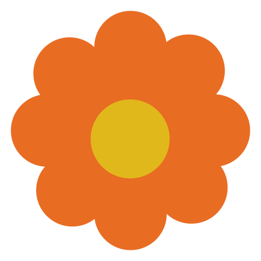Blume flach einfach orange PNG-Design