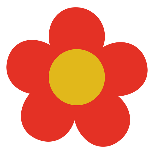 Flor plana simple roja Diseño PNG