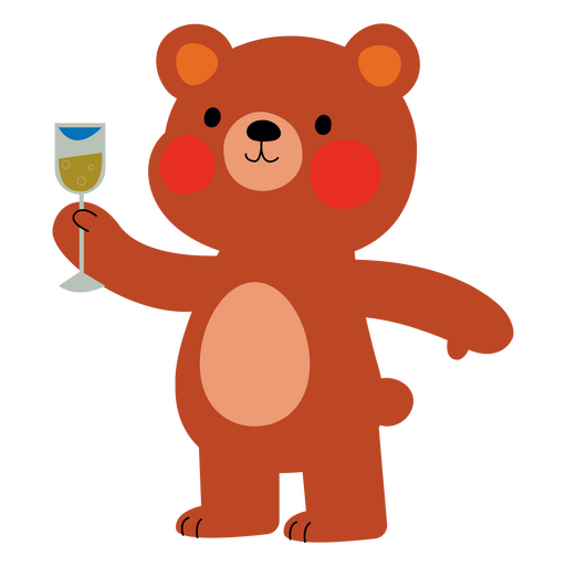 Cute bear drinking PNG Design