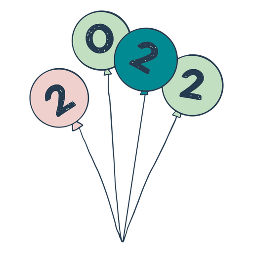 Balões de traçado de cor de ano novo 2022 Desenho PNG
