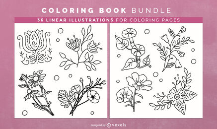 Livro de colorir natureza flores KDP design de interiores