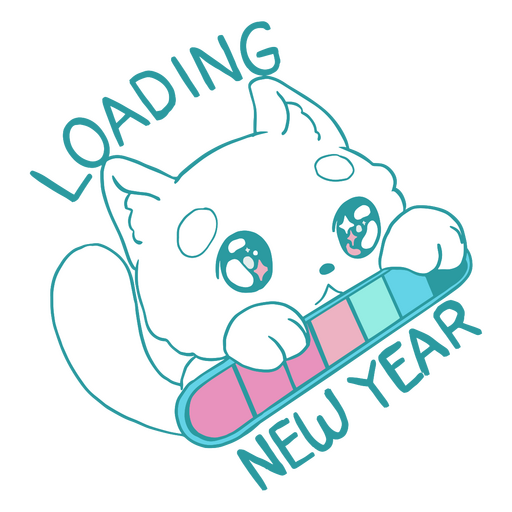 Cargando Gato de Año Nuevo Diseño PNG