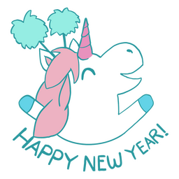 Happy New Year Unicorn PNG Design
