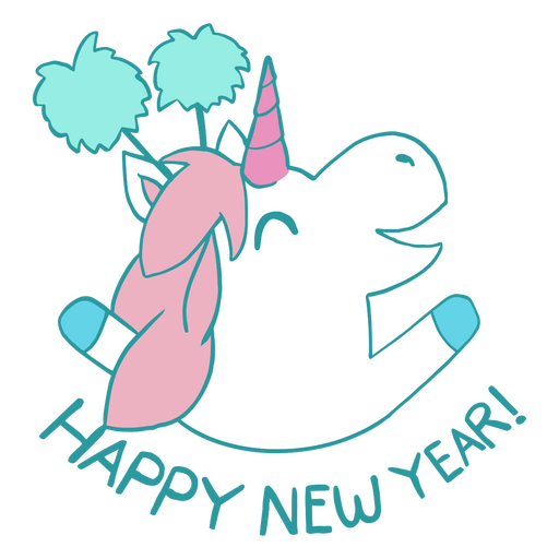 Feliz año nuevo unicornio Diseño PNG