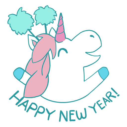 Happy New Year Unicorn PNG Design