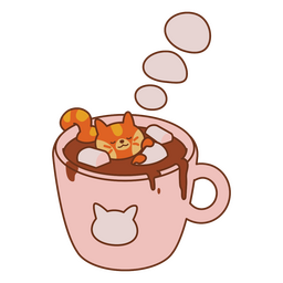 Cute hot chocolate cat   PNG Design