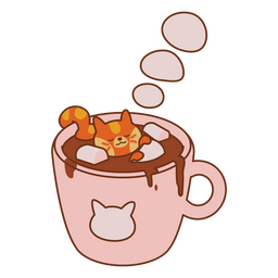 Lindo gato de chocolate caliente Diseño PNG
