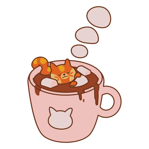 Gato fofo de chocolate quente   Desenho PNG