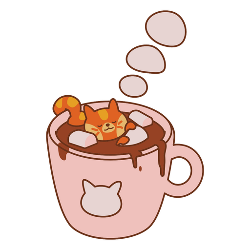 Lindo gato de chocolate quente Desenho PNG