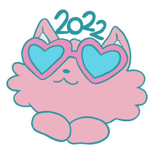 Lindo gato año nuevo kawaii Diseño PNG