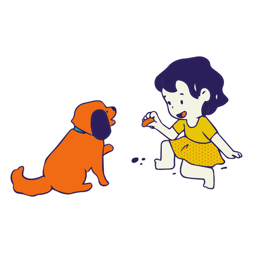 Menina brincando com cachorro Desenho PNG