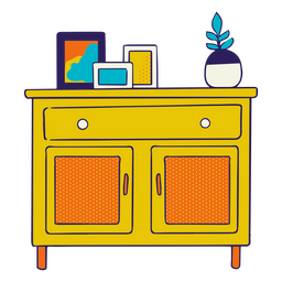 Yellow decorated furniture PNG Design